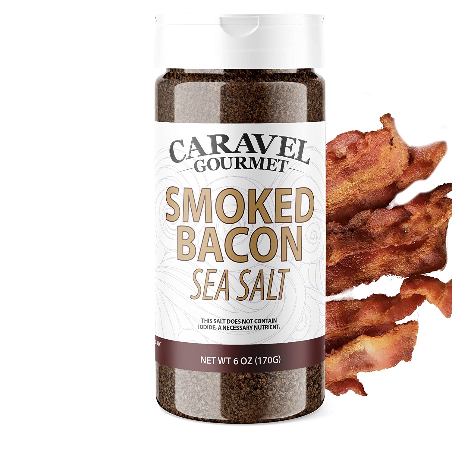 Smoked Bacon Sea Salt Shaker - All Natural Seasoning Salt for Po