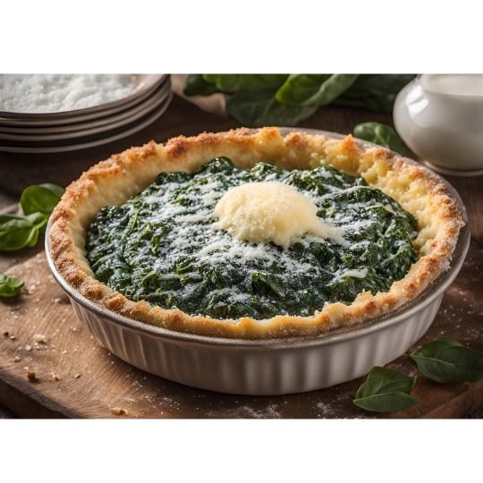 Creamed Spinach with Parmesan Crust and Pecorino Romano Salt