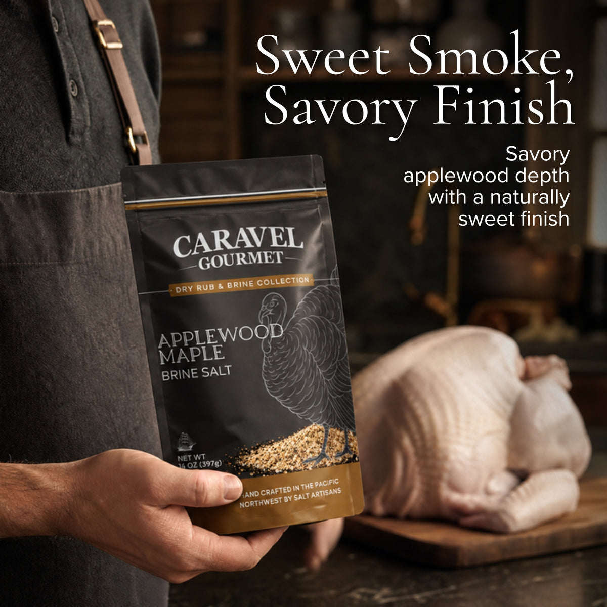 Applewood Maple turkey brine - sweet smoke, savory finish